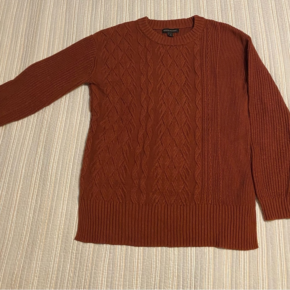 Banana Republic Chestnut Color L/S Pull Over Sweater Sz M EUC Tunic Style